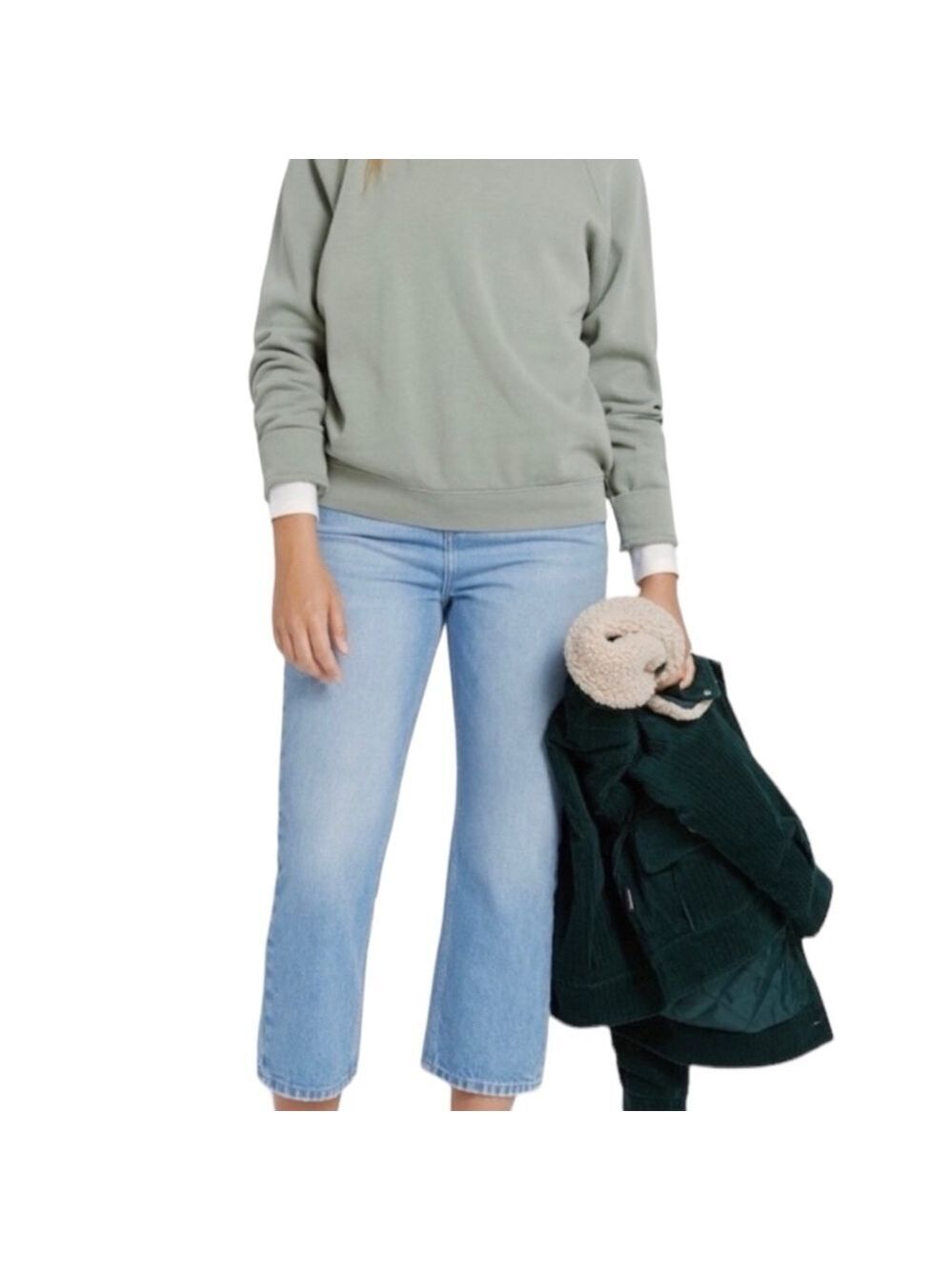 Frank and Oak Light Wash Karen Kick Flare Cropped High Waisted Jeans 26